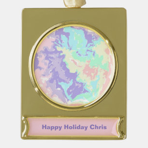 Unicorn Waterverf Pastels Verguld Banner Ornament