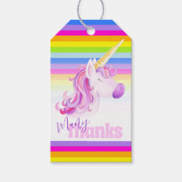 Unicorn waterverf regenboogstrepen cadeau label cadeaulabel