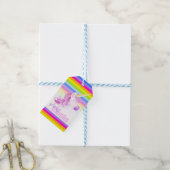 Unicorn waterverf regenboogstrepen cadeau label cadeaulabel (Met Touw)
