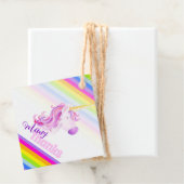 Unicorn waterverf regenboogstrepen cadeau labels (In situ)