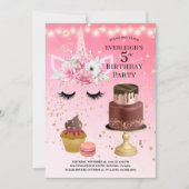 Unicorn Waterverf Roze Glitter 5th Birthday Kaart (Voorkant)