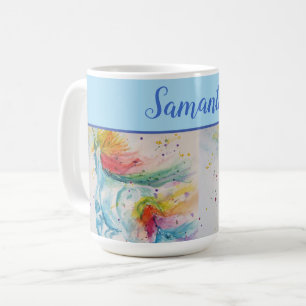 Unicorn Waterverf schattige Whimsical Girls Name A Koffiemok