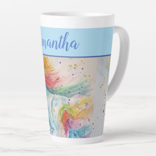 Unicorn Waterverf schattige Whimsical Girls Name A Latte Mok (Rechterhoek)