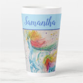 Unicorn Waterverf schattige Whimsical Girls Name A Latte Mok (Voorkant)