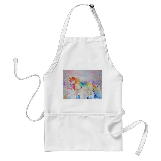 Unicorn Waterverf schilder Art Kitchen Schort (Voorkant)