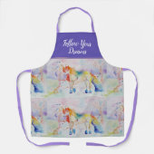 Unicorn Waterverf Schilder Dreams Paars Schort (Voorkant)