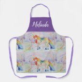 Unicorn Waterverf Schilder Paarse vrouwen Apron Schort (Voorkant)