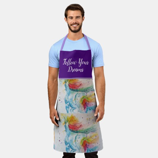 Unicorn Waterverf Schilder Paarse vrouwen Apron Schort (Gedragen)