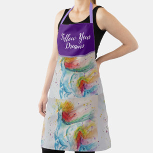 Unicorn Waterverf Schilder Paarse vrouwen Apron Schort