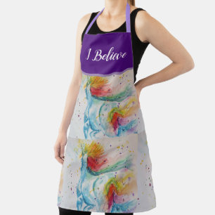 Unicorn Waterverf Schilder Paarse vrouwen Apron Schort