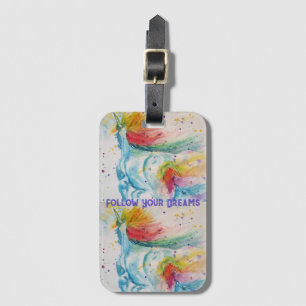 Unicorn Waterverf Schilder Rainbow Girls Dreams Bagagelabel