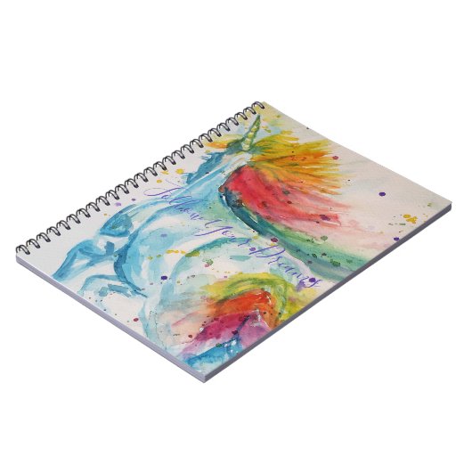 Unicorn Waterverf Schilder Rainbow Girls Notitiebo Notitieboek (Linkerzijde)