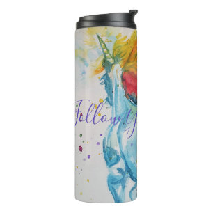 Unicorn Waterverf Schilder Regenboogmeisjes Gifts Thermosbeker