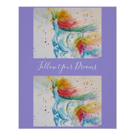 Unicorn Waterverf schilderdromen Perfect Poster (Voorkant)