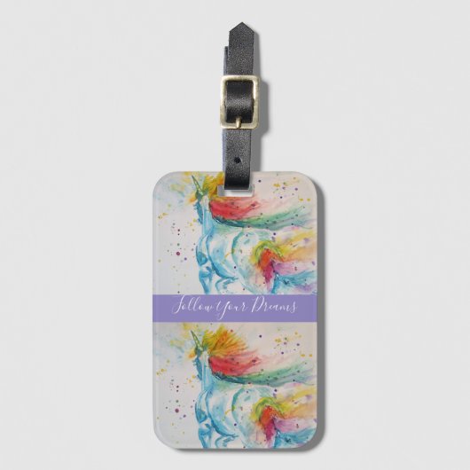 Unicorn Waterverf Schilderend regenboogBagagelabel Bagagelabel (Voorkant (verticaal))