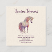 Unicorn Waterverf Square Visitekaartje (Achterkant)