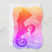 Unicorn Wedding Celebration Invitation Dragon Red Kaart (Achterkant)