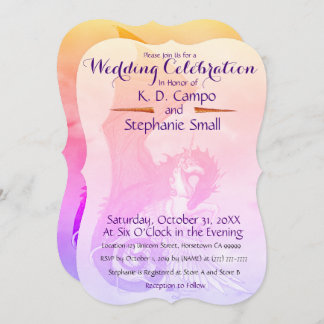 Unicorn Wedding Celebration Invitation Dragon Red Kaart
