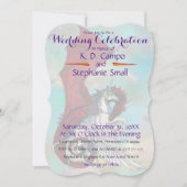 Unicorn Wedding Celebration Invitation Dragon Red Kaart (Voorkant)