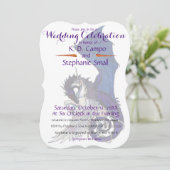 Unicorn Wedding Celebration Invitation Dragon Red Kaart (Staand voorkant)