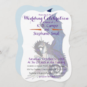 Unicorn Wedding Celebration Invitation Dragon Red Kaart