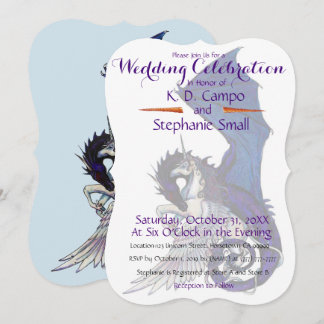 Unicorn Wedding Celebration Invitation Dragon Red Kaart