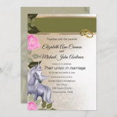 Unicorn Wedding Invite Kaart (Voorkant / Achterkant)