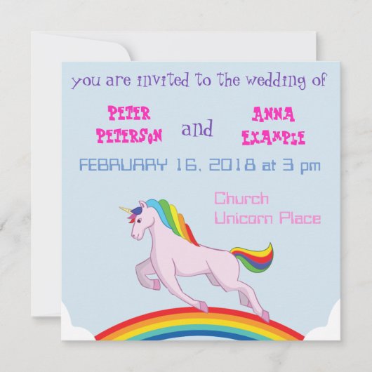 Unicorn Wedding Uitnodiging (Voorkant)
