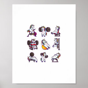 Unicorn Weightlift Gym Workout Gir Poster