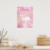 Unicorn Whimsical Girls Magical Pink Cute Poster (Keuken)