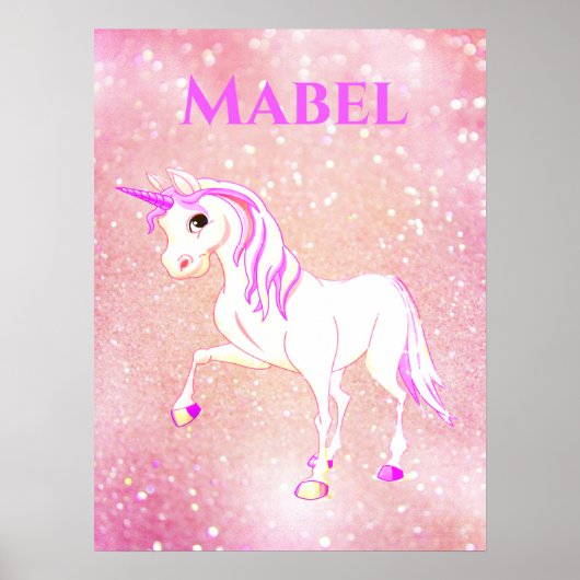 Unicorn Whimsical Girls Magical Pink Cute Poster (Voorkant)