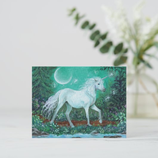Unicorn Whispering Pines Briefkaart (Staand voorkant)