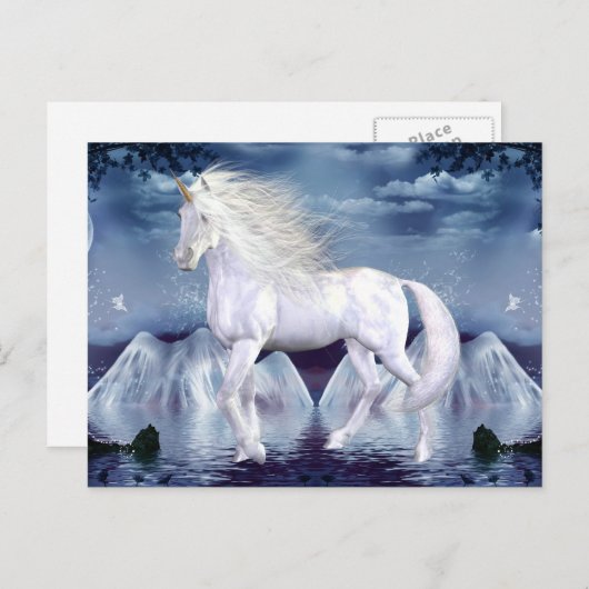 Unicorn White Beauty Briefkaart (Voorkant / Achterkant)