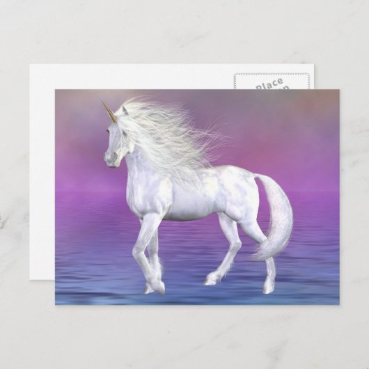 Unicorn White Beauty Briefkaart (Voorkant / Achterkant)