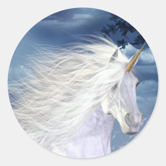 Unicorn White Beauty Close-up Ronde Sticker (Voorkant)