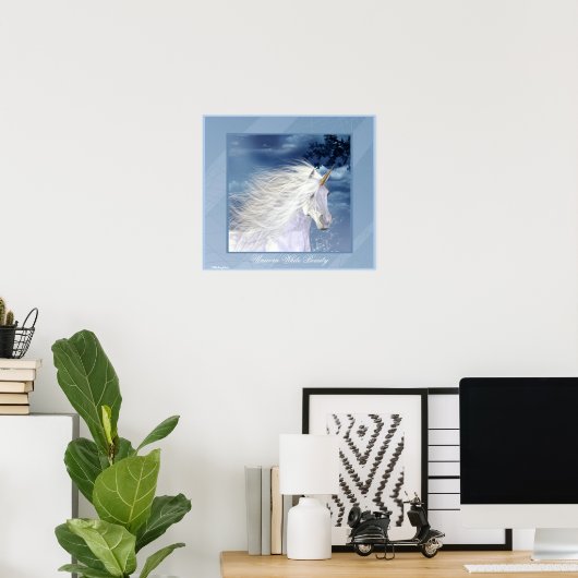 Unicorn White Beauty Poster (Thuiskantoor)