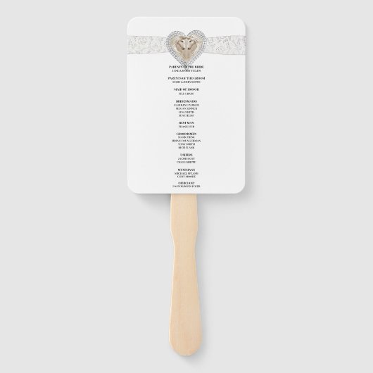Unicorn White Lace Wedding Program Fans Handwaaier (Achterkant)