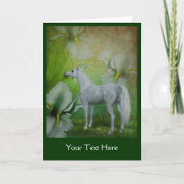 Unicorn White Lilies Fantasy Horse-fotokaart Kaart