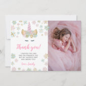 Unicorn Winter Birthday Bedankt voor je foto Kaart (Voorkant)