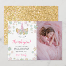 Unicorn Winter Birthday Bedankt voor je foto