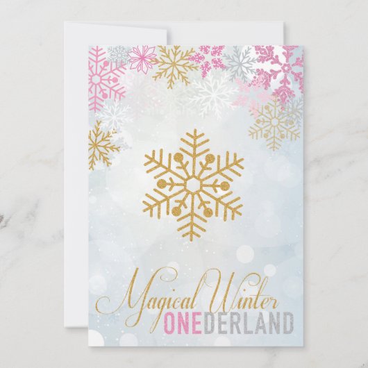 Unicorn Winter Wonderland Birthday Uitnodiging (Achterkant)