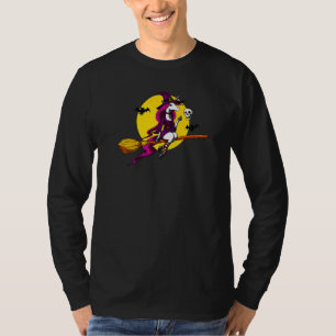 Unicorn Witch Riding Broom Magical Fantasy Hwe T-shirt