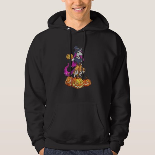 Unicorn Witch Spooky Pumpkin Halloween Hoodie (Voorkant)