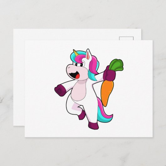 Unicorn with Carrot Briefkaart (Voorkant / Achterkant)