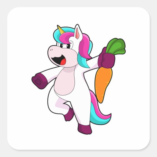 Unicorn with Carrot Vierkante Sticker (Voorkant)