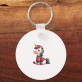Unicorn with Christmas Sweater Unicorn Girls Chris Sleutelhanger (Voorkant)