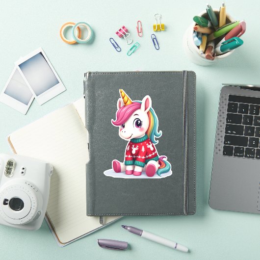 Unicorn with Christmas Sweater Unicorn Girls Chris Sticker (iPad Cover)