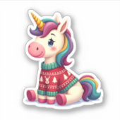 Unicorn with Christmas Sweater Unicorn Girls Chris Sticker (Voorkant)