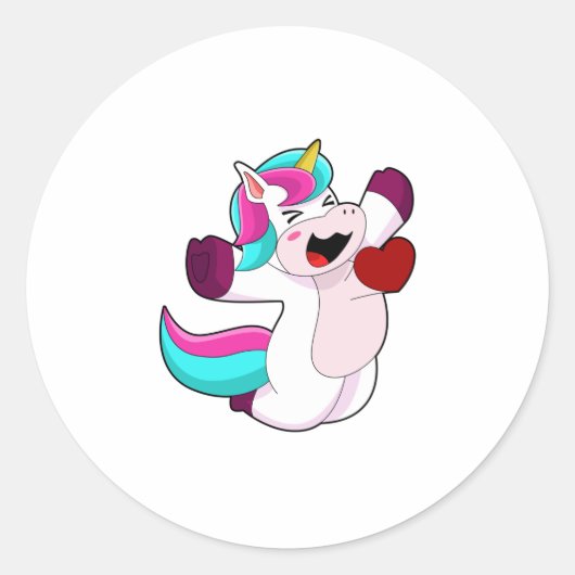Unicorn with Heart Ronde Sticker (Voorkant)