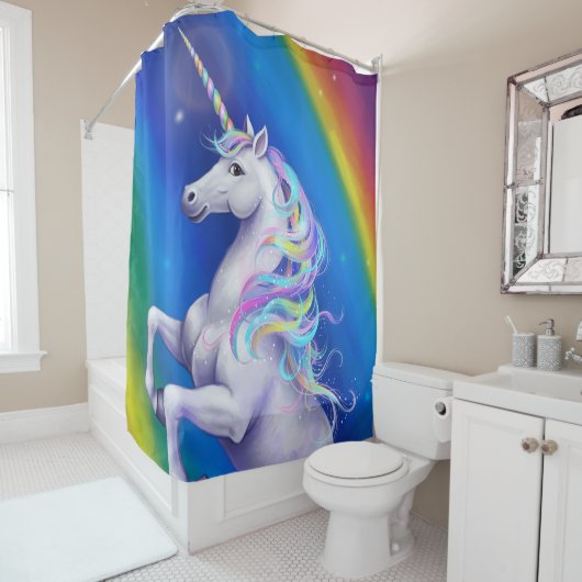 Unicorn with Rainbow Douchegordijn (In situ)